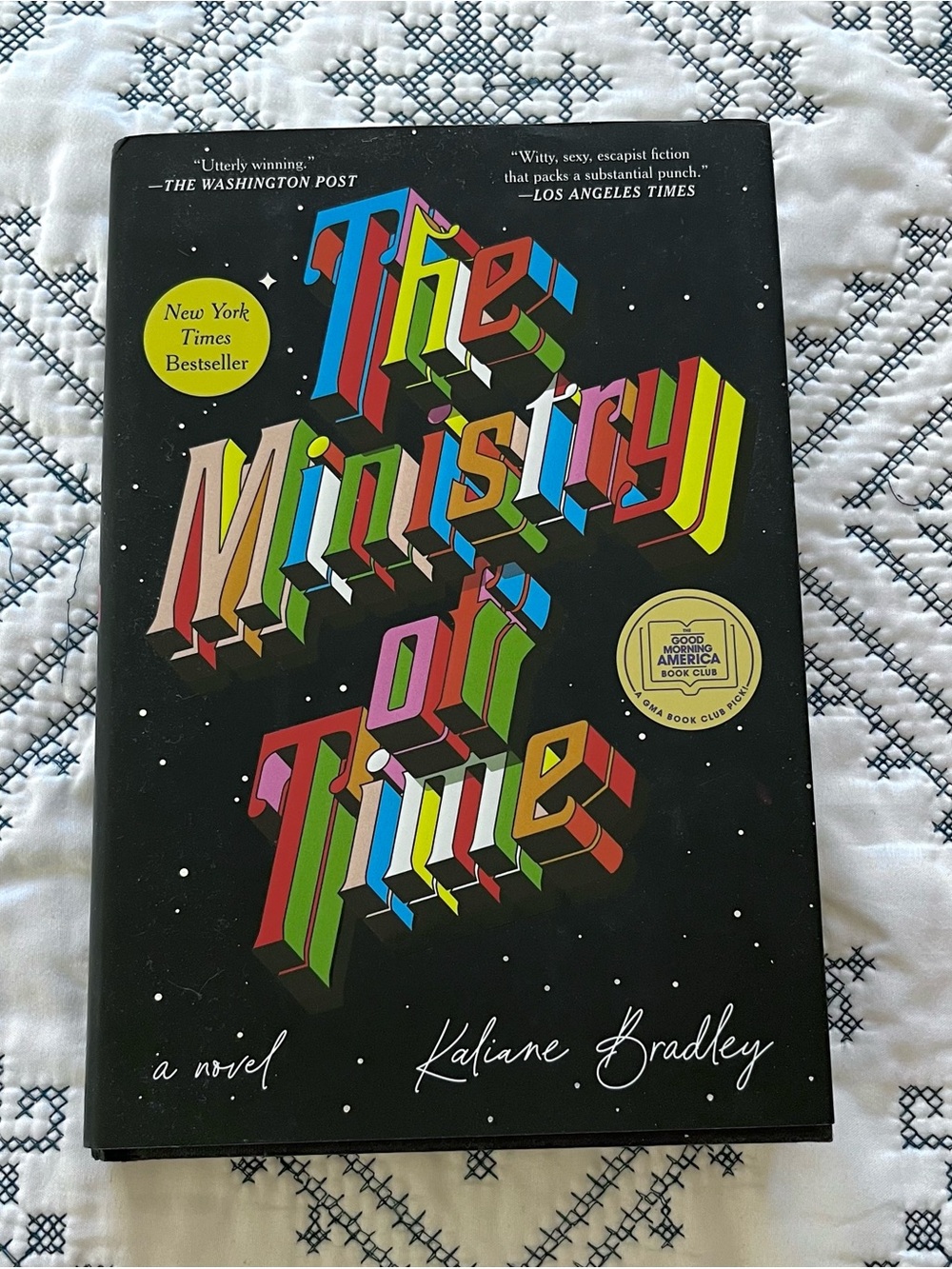 The Ministry of Time by Kaliane Bradley - Black Rainbow Typography Cover